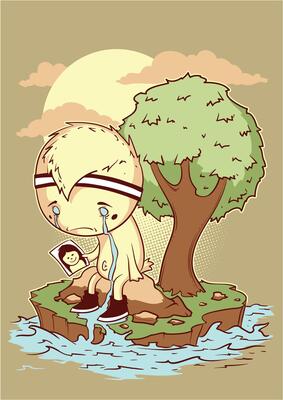 Retro Vintage Crying Man Island Tears Graphic Tee Design Art