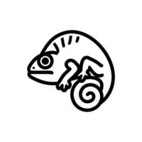 A simplistic chameleon outline shows its unique spiral tail against a transparent backdrop vector