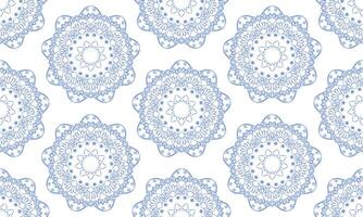 pattern designs with blue mandala flower on white background , design for fabric or various pattern printing works. vector