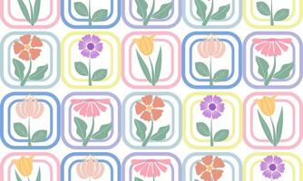 a pattern composed of pastel flower and square with light orange background , design for fabric or various pattern printing works. vector
