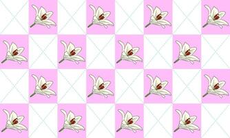 a tartan pattern pink pastel color with lilly flowers , design for fabric or various pattern printing works. vector