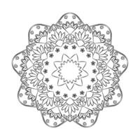 Circular pattern of black line mandala flowers elements for decoration on transparent background vector