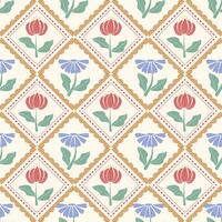 a tartan pattern with red and blue pastel flowers , design for fabric or various pattern printing works. vector