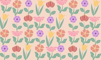 a pattern composed of pastel flower with light orange background , design for fabric or various pattern printing works. vector