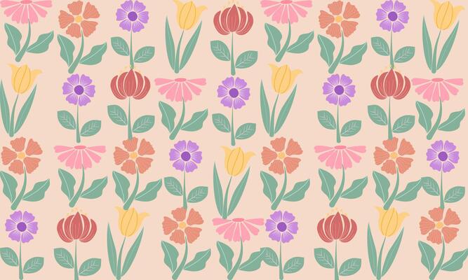 a pattern composed of pastel flower with light orange background , design for fabric or various pattern printing works.