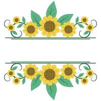 sunflowers frame and text box on transparent background vector