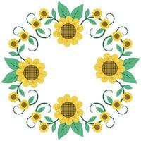 round wreath ornament sunflower Abstract pattern on transparent background vector
