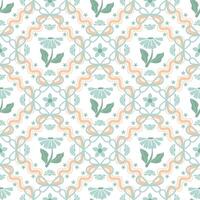 a tartan pattern with green pastel flowers on white background , design for fabric or various pattern printing works. vector