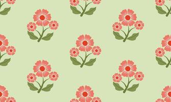 a pattern composed of red pastel flower with green background , design for fabric or various pattern printing works. vector