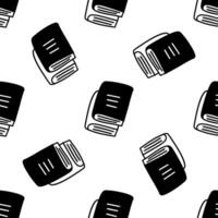 Seamless pattern. Stack of books. black and white doodle vector