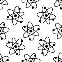 Seamless pattern with atom symbol. Quantum energy. doodle vector