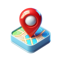 3D Map with Location Pin Icon Isolated on Transparent Background png