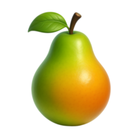 Realistic 3D Pear Fruit with Leaf Isolated on Transparent Background png