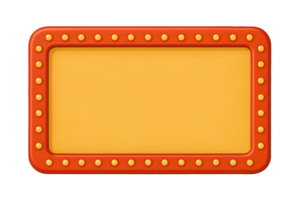 Cartoon Rectangular Frame with Light Bulbs Isolated on Transparent Background png