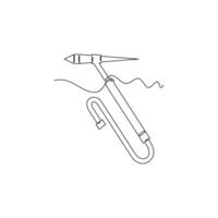 one line art Argon Welding Torch illustration. line art, one continuous line, simple, hand drawn and sketch style. for icons, symbols, signs or logos vector