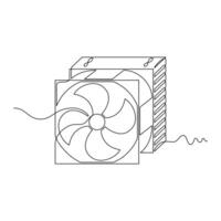 one line art Heatsink illustration. line art, one continuous line, simple, hand drawn and sketch style. for icons, symbols, signs or logos vector