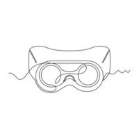 one line art Goggle Welder illustration. line art, one continuous line, simple, hand drawn and sketch style. for icons, symbols, signs or logos vector
