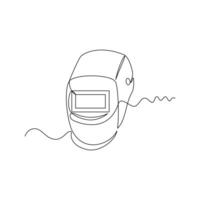 one line art Welding Mask illustration. line art, one continuous line, simple, hand drawn and sketch style. for icons, symbols, signs or logos vector