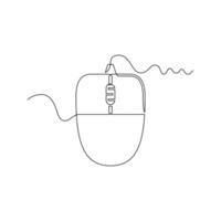 one line art Mouse illustration. line art, one continuous line, simple, hand drawn and sketch style. for icons, symbols, signs or logos vector
