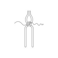 one line art Blacksmith Tongs illustration. line art, one continuous line, simple, hand drawn and sketch style. for icons, symbols, signs or logos vector