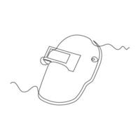 one line art Welding Helmet illustration. line art, one continuous line, simple, hand drawn and sketch style. for icons, symbols, signs or logos vector
