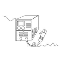 one line art Welding Machine illustration. line art, one continuous line, simple, hand drawn and sketch style. for icons, symbols, signs or logos vector