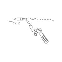 one line art Welding Torch illustration. line art, one continuous line, simple, hand drawn and sketch style. for icons, symbols, signs or logos vector