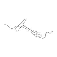 one line art Chipping Hammer illustration. line art, one continuous line, simple, hand drawn and sketch style. for icons, symbols, signs or logos vector
