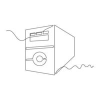 one line art Computer Case illustration. line art, one continuous line, simple, hand drawn and sketch style. for icons, symbols, signs or logos vector