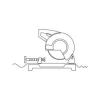 one line art Chopsaw Machine illustration. line art, one continuous line, simple, hand drawn and sketch style. for icons, symbols, signs or logos vector