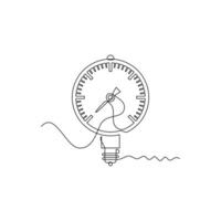 one line art Pressure Gauge illustration. line art, one continuous line, simple, hand drawn and sketch style. for icons, symbols, signs or logos vector