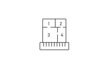 Room area linear animation. Floor plan with square meter measurements. House project. Furniture arrangement. Seamless loop HD with alpha channel on transparent background. Animated outline icon video