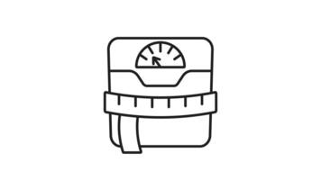 Weight scale line animation for fitness and health concept. Ideal for articles, and social media posts. Seamless loop HD with alpha channel on transparent background. Animated outline icon video