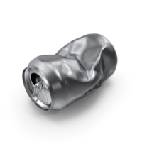 Two aluminum crushed cans for beverage. Still-life picture of some metallic containers isolated on Transparent background. png