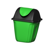 A green trash can with a black lid png