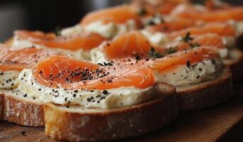Smoked salmon on toast photo