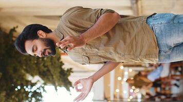 Portrait of indian man praying with closed eyes to God asking for blessing help forgiveness outdoors video