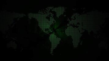 Green Neon Dotted World Map with Glowing Digital Abstract Seamless Loop Animation video