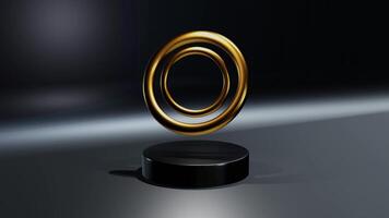 Two Gold Rings Spinning Smoothly in Satisfying Abstract Seamless Loop Animation video