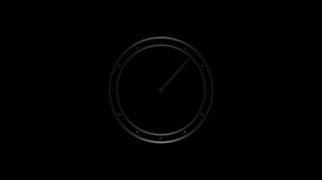 Dark Black Neon Clock with Spinning Second Hand in Seamless Loop Animation video