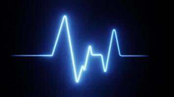 Glowing Blue Neon Heartbeat Pulse Line Animation in Seamless Futuristic Loop video