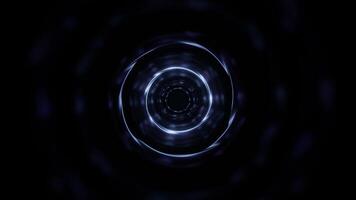 Spinning Blue Neon Geometric Ring on Dark Abstract Background Loop Animation video