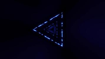 azul néon triângulo sci fi túnel com futurista digital brilho ciclo animação video