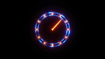 Neon Clock with Spinning Second Hand in Seamless Loop Futuristic Animation video