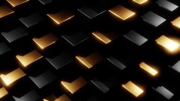 Black and Gold Cubes Moving Up and Down in Seamless Abstract Loop Animation video