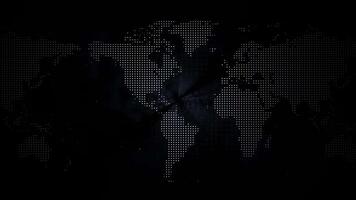 Dark Black Dotted 3D World Map with Futuristic Digital Glow Seamless Loop Animation video