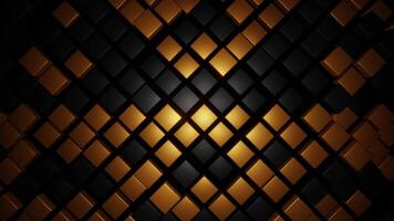 Gold and Black Cubes Shaking in Dynamic Abstract Pattern Seamless Loop Animation video