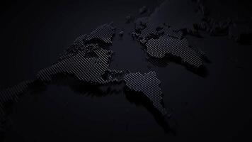 Black Dotted 3D World Map with Modern Digital Style Seamless Loop Animation video