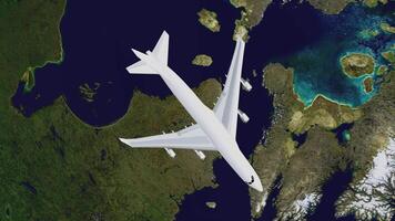 3D Airplane Flying Smoothly Over World Map in Seamless Loop Animation video