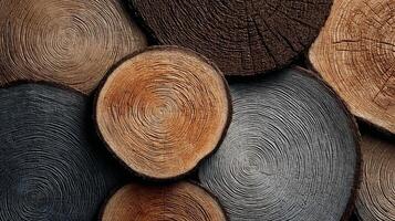 A close up of a bunch of wood logs photo